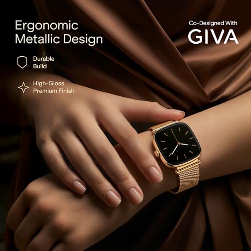 Image of boAt Chrome Ivory Smart Watch for Women, co-Designed with GIVA, 1.7 inch AMOLED Display, 1000 nits Brightness, Premium Metallic Build, Female Wellness Tracker smartwatch for Women (Rose Gold)