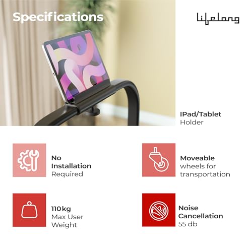 Image of Lifelong FitPro Treadmill | 4 HP Motor | Vibration Plate | LED Display | Foldable Design | Remote Control | 110 Kg Max Weight | 8 Km /h Speed | Anti-Slip Belt | Home Gym Equipment LLTM180