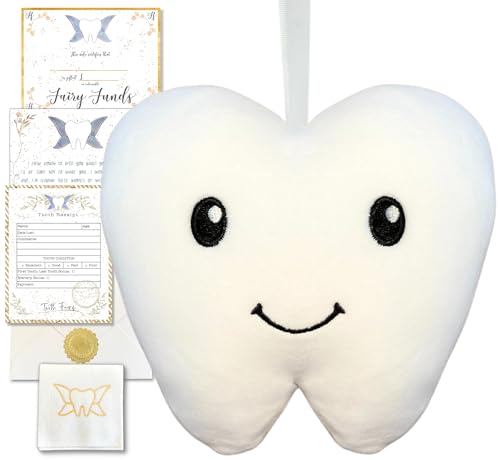 20 Moments of Tooth Squishie Tooth Fairy Pillow with Pocket and Poem to Invite Tooth Fairy - Tooth Fairy Tooth Holder Plushie Cool