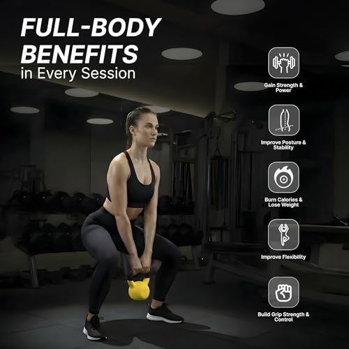 Image of Cult 6kg Neoprene Anti-Slip Grip Colored Kettlebell for Home Workout - Yellow