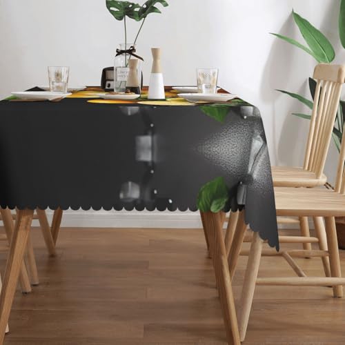 Nappes rectangulaires orange de table carrée et nappe lavable d'extérieur imprimée - 4
