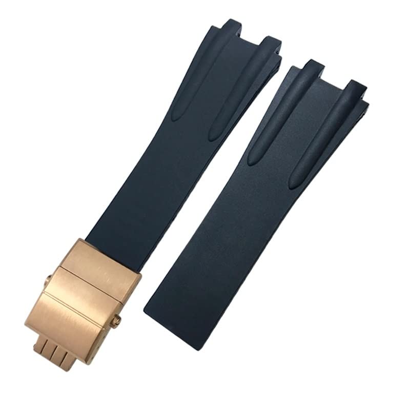 Bracelet montre silicone 26mm noir pour Ulysse Nardin boucle déployante