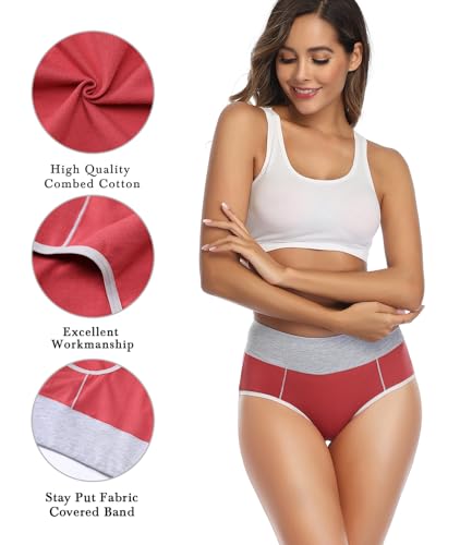 Image of wirarpa Women's Cotton Underwear High Waist Stretch Briefs Soft Underpants Ladies Full Coverage Panties 5 Pack