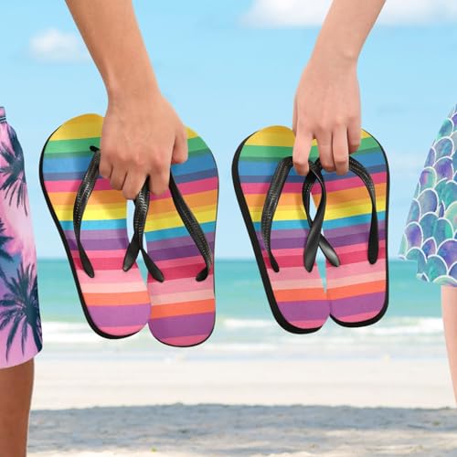 CEBUGI Unisex Flip Flop -Flat Sandal -NonSlip Couple Slippers -Natural Rubber Foam Soles Ultimate Comfort and Durability for Indoor Outdoor|Horizontal Stripes4