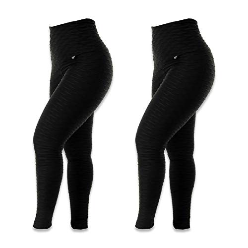 Kit 2 Calças Legging Preta Feminina Bubble