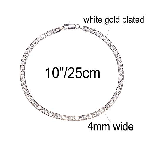 Image of kelistom Gold Anklet for Women 14K Gold / 18K Gold /Platinum Plated Flat Mariner Link Chain Ankle Bracelets for Women 9 10 11 inches