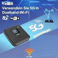 KuWFi 5G Mobiler WLAN Router mit SIM-Karte, WiFi 6, eSIM, 6000-mAh-Akku – Ansicht 6