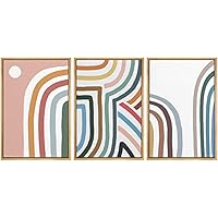 SIGNWIN Framed Canvas Print Wall Art Trio of Rainbow Colored Spirals Abstract Shapes Illustrations Modern Art Minimalist Colorful Multicolor for Living Room, Bedroom, Office - 16