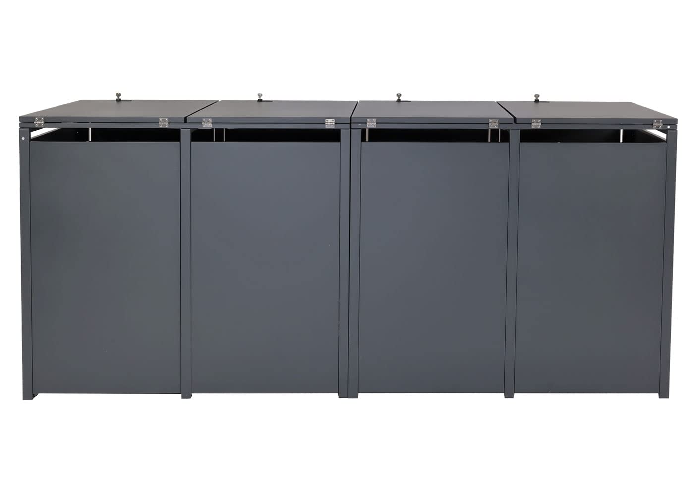 Set 4x copribidoni box spazzatura rifiuti HWC-J81 80x264x117cm - acciaio antracite faggio