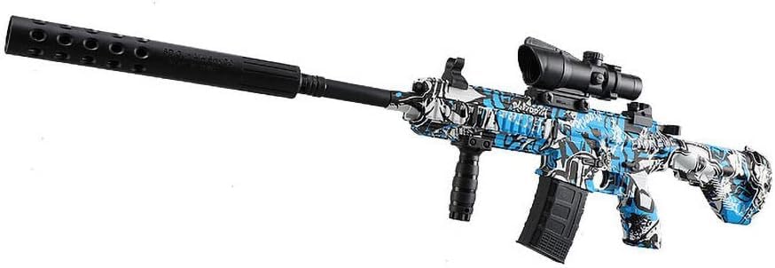 Electric Gel Ball Blaster M416, Automatic Splatter Ball Blaster with Goggles & 20000 Ammo, Soft Bullet Blaster Toy Gun for Outdoor Shooting Team Game for Adults and Kid (Camo Blue)