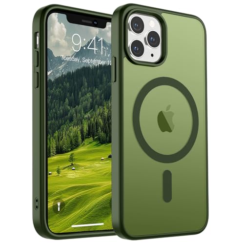 Image of SUPFINE Magnetic for iPhone 11 Pro Max Case Cangling Green | (Compatible with MagSafe)(Military Grade Drop Protection)Shockproof Translucent Matte Phone Cover