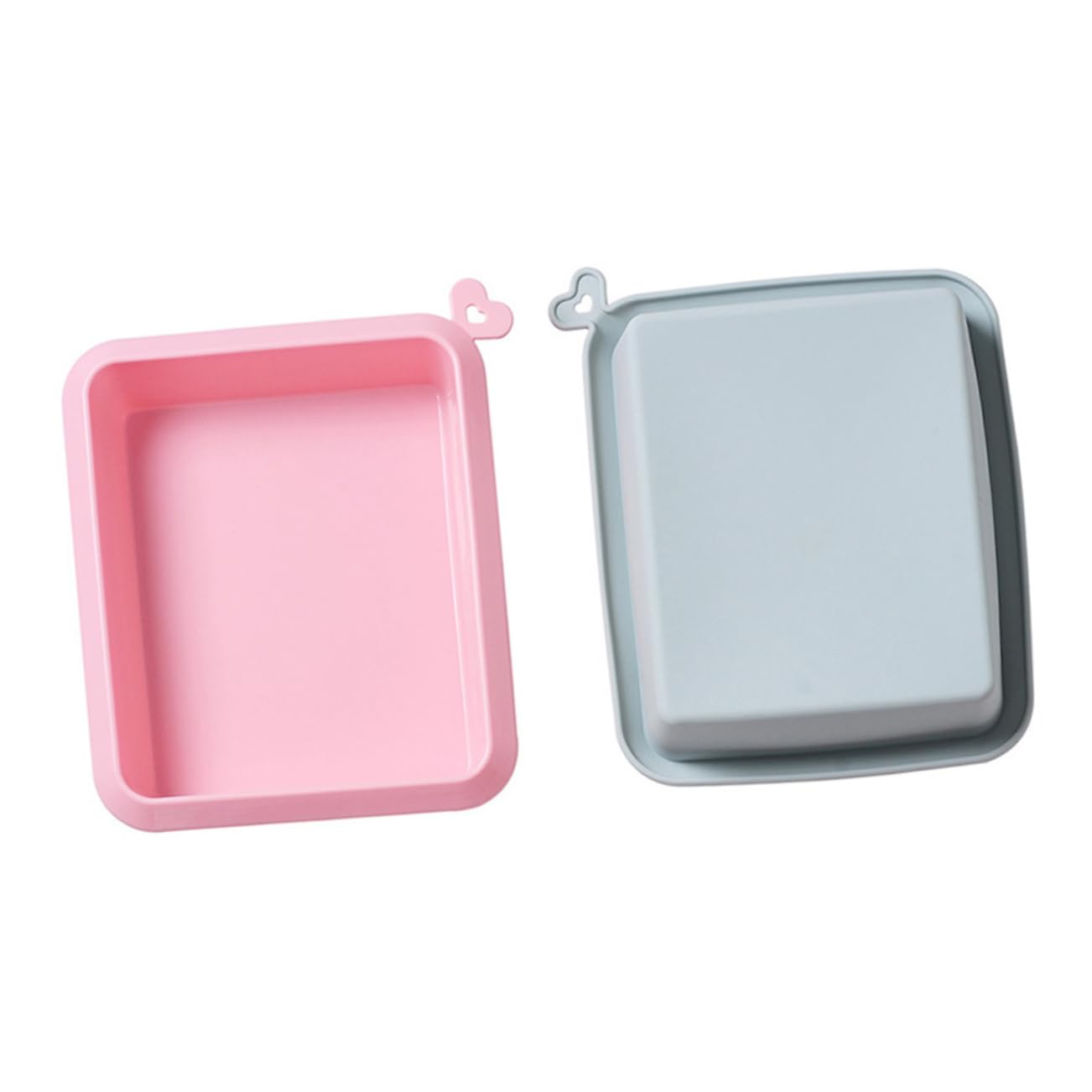 DECHOUS Stampo da Forno Fai-da-te Rettangolare 2 Pezzi in Silicone | Rosa e Blu, per Gelatina e Cubetti di Ghiaccio, Riutilizzabile Sformatura Rapida