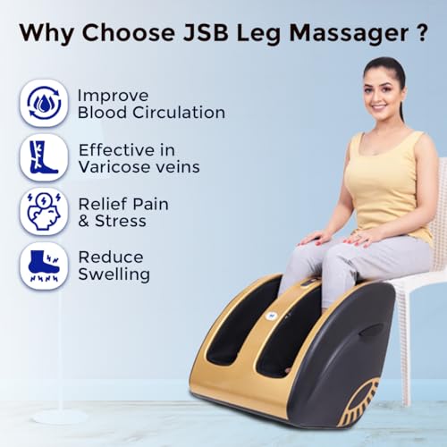 Image of JSB HF72 Leg and Foot Massager Machine with Vibration Kneading Heat & Roller for Feet Calf & Arthritis Pain Relief Improves Blood Circulation