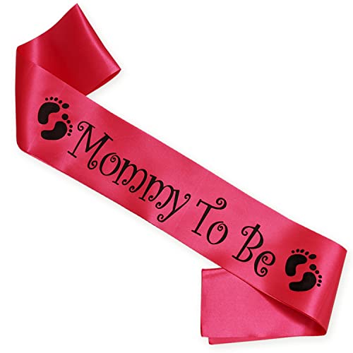 Image of WOBBOX Mom to Be Satin Sash Baby Shower Decorations (Pink with Black Lettering)
