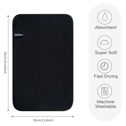 KinHwa Microfibre Black Hand Towels for Bathroom Abosorbent Soft Small Guest Towels Thick Face Towels 30cm x 50cm Fast Drying Hand Towel for Kitchen Spa - Image 2