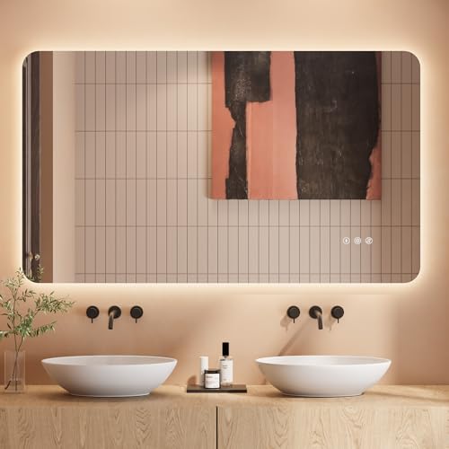 Dripex LED Bathroom Mirror with Lights, 700 * 1200 MM Light up Backlit Mirror Bathroom Anti Fog Illuminated Mirrors Dimmable Switch with 3 Colors,Horizontal/Vertical - Cosy Home Interiors Dripex LED Bathroom Mirror with Lights, 700 * 1200 MM Light up Backlit Mirror Bathroom Anti Fog Illuminated Mirrors Dimmable Switch with 3 Colors,Horizontal/Vertical