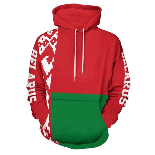 Sweat à capuche drapeau biélorusse pour homme, streetwear casual et vêtement de sport unisexe
