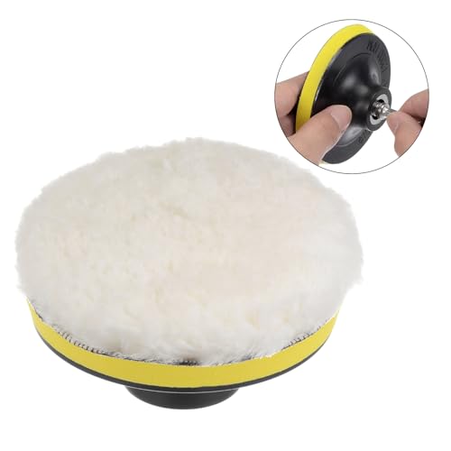 Image of HARFINGTON 5pcs Wool Buffing Pads, 2 inch Wool Polishing Pad Soft Buffing Pads Polishing Wheel with Hook and Loop Polishing, Buffing and Cutting for Car, Furniture