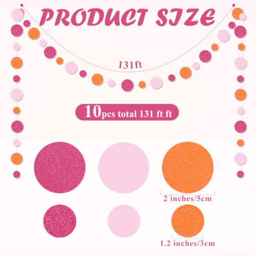 Image of Outus 10 Pieces Dot Garland Banner Hanging, Pink and Orange