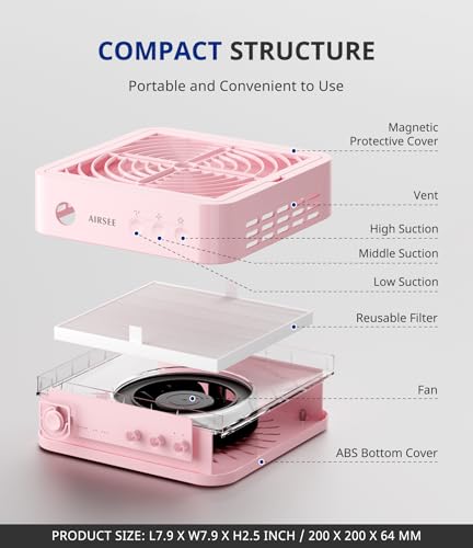 AIRSEE Poderoso Colector de Polvo para Uñas ND503 miniatura 5