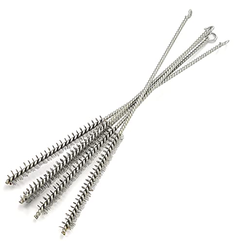 SUNCN チューブブラシ 金属ブラシ トルネード 金属製ハンドル スチールワイヤチューブ 直径1.2mm 長さ12cm 全長30cm(実測28CM) 5個入り サビ取り 掃除用品 清掃用ハンドツール 工業用 パイプ用