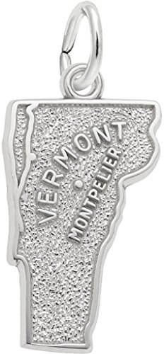 Rembrandt Montpelier Vermont Map Charm - Metal - Sterling Silver