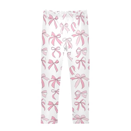 Girls Leggings Bows Pink Cute Soft Toddler Leggings for Girls Kids Pants Size 4T-10T