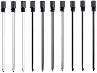 MengRan 2.75'' Ballpoint Pen Refills,Standard D1 Ballpoint Pen Refill (Remove Black Hat),Black Ink,(Pack of 10)