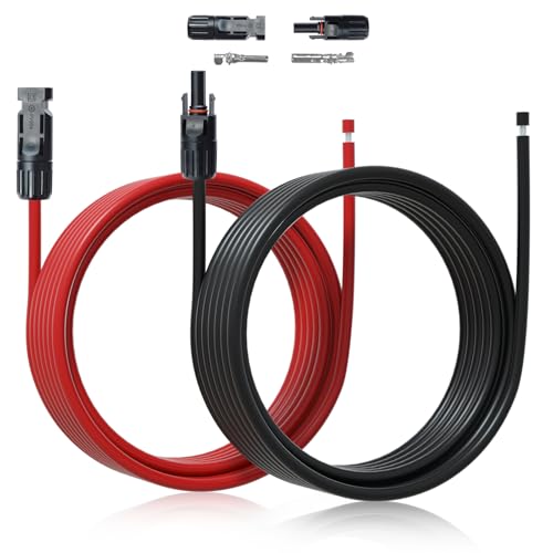 ECO-WORTHY 20FT 10AWG Solar Extension Cable 30A/1000V DC, IP67 Waterproof with Compatible Quick Connectors (Red+Black) for Solar Panels, Controllers, Off-Grid Systems 20FT 10AWG 10AWG