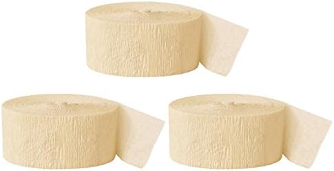 Andaz Press Crepe Paper Streamer Hanging Party Decorations Kit, 240-Feet, Ivory, 1-Pack, 3-Rolls, Colored Wedding Baby Bridal Shower Birthday Supplies