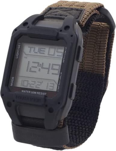 Humvee Men's Military Watch, Digital Watch, Recon Nylon Strap, Tactical Tough, Water Resistant 5 Atm, Sport Watch, Face 32 X 52Mm. Quartz Stainless Steel, Black #TOP1