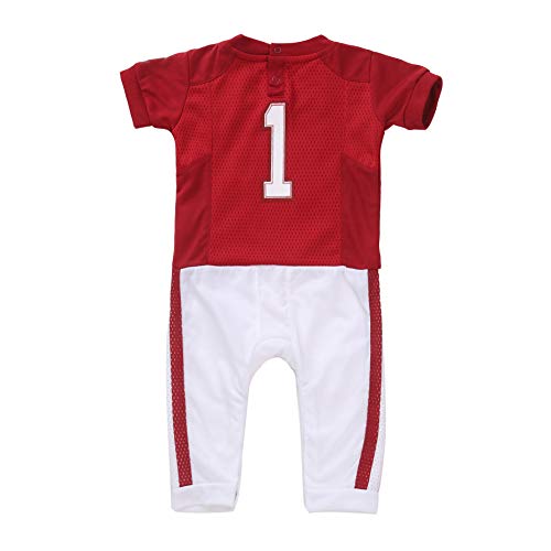 FAST ASLEEP NCAA Boys Infant Football Uniform Pajamas, 6-9 Months, Crimson