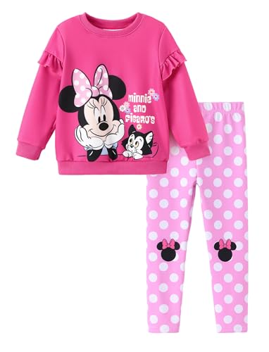 Image of Disney Frozen Minnie Mouse Stitch Princess Fall Toddler Girl Outfit 2 Piece Girl Clothes Long Sleeve Sweatshirt and Leggings