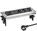 Elbe Inno Prise encastrable Plan de Travail en Acier INOX 3 Prises 2 USB Norme Allemande Bloc Prise escamotable Prise pour Plan de Travail Multiprise escamotable pour Cuisine Bureau EL4703UM