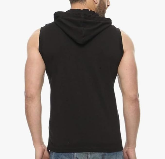 Image of Men Sleeveless Cotton Hoodie for Light Winters
