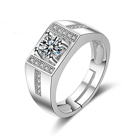 Jewellery Stylish American Diamond Valentine Special Solitaire Adjustable Ring For Men Boy