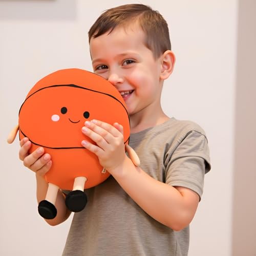 Image of Ryttir 11 Inch Big Creative 3D Simulation Basketball Pillow,Fluffy Cars Pillow Basketballs Toy Outdoor Cushions for Ball Owners,Cuddle Companion for Kids and Adults
