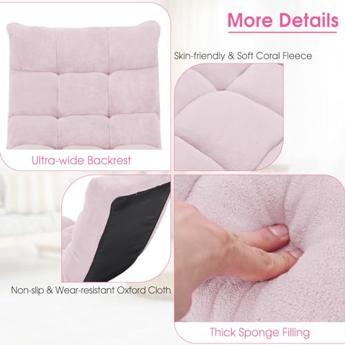 Image of Giantex Floor Chair with Back Support, 14 Adjustable Position, Padded Sleeper Bed, Couch Recliner, Gaming Floor Chairs for Meditation, Adults, Living Room, Gaming Chair Floor, Light Pink