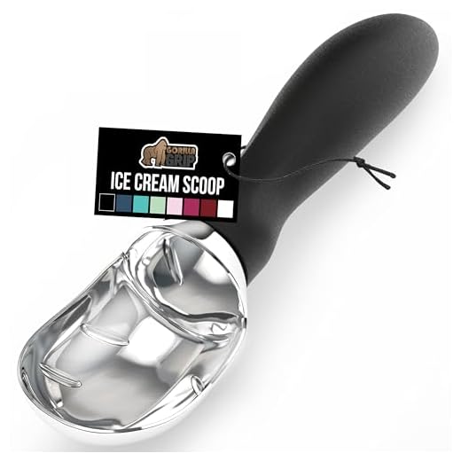 Gorilla Grip Premium Ice Cream Scoop, Dishwasher Safe Scooper with Comfortable Grip Handle, Heavy Duty Durable Design, Professional Kitchen Tool Perfect for Gelato, Cookie Dough, Sorbet, Black