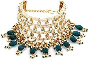 Zaveri Pearls Green Beads Traditional Kundan & Pearls Bracelet For Women-ZPFK11057