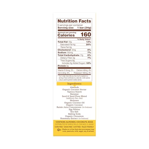 image for Simple Mills Almond Flour Snack Bars, Nutty Banana Bread - Gluten Free