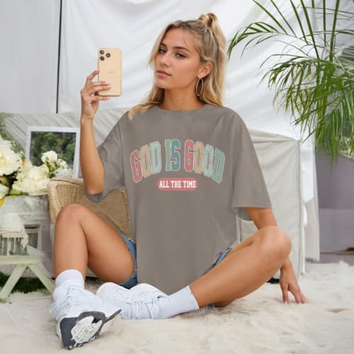 Image of Christian Shirts for Women Oversized God is Good Shirt Religious Jesus Faith Inspirational Tshirt Bible Verse Tee Top