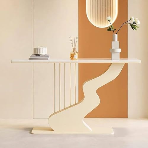 PQXQZ Mesa Consola con Tablero de Piedra Mesa para Recibidor y Decoración del Hogar Mesas Decorativas Modernas para Sofá Vestíbulo Pasillo y Sala de Estar(White,120x30x80cm)