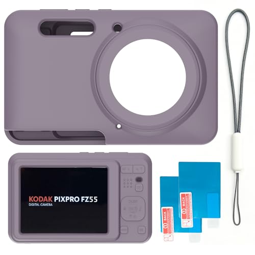 Image of Case for Kodak PIXPRO FZ55,FZ55 accessories,Soft Silicone Protective Case,Comes with 2 Screen Protectors and 1 Wrist Strap - Rose grey