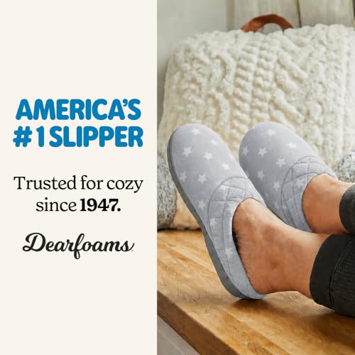 Image of Dearfoams Women's Lightweight Memory Foam Indoor House Slipper Darcy Velour Clog with Wide Widths