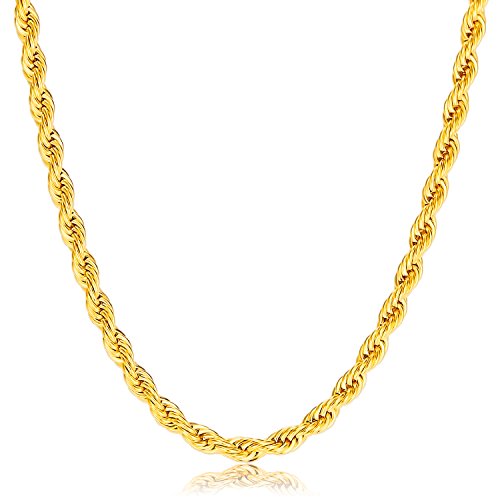 Vcmart 18K Oro plateó el Collar del Acoplamiento de Las Mujeres de los Hombres del Collar de la Cadena del Acero Inoxidable, 18-28 Pulgadas