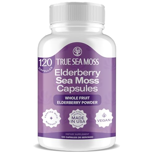 TrueSeaMoss Irish Sea Moss + Elderberry Capsules (120 ct)