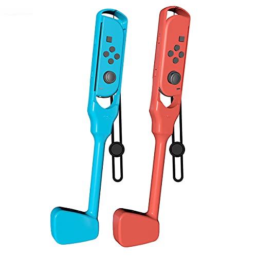 LMJ Mario Golf Golf Club Est Compatible avec Nintendo Switch, Accessoire De Jeu De Golf Poignée De Contrôleur Joy Con, Convient pour Mario Golf Super Rush, (2 Pièces) Bleu Et Rouge Cover