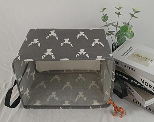Image of Kid Storage Basket Gift Shelf Basket Toy Storage Bin, Nursery Basket Organizer Box for Children Room Deco With Handles (Grey deer)