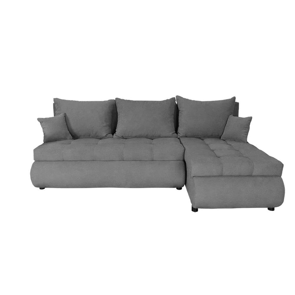 NELA Ecksofa 199x143x80cm Grau Wohnzimmer Couch Schlafsofa